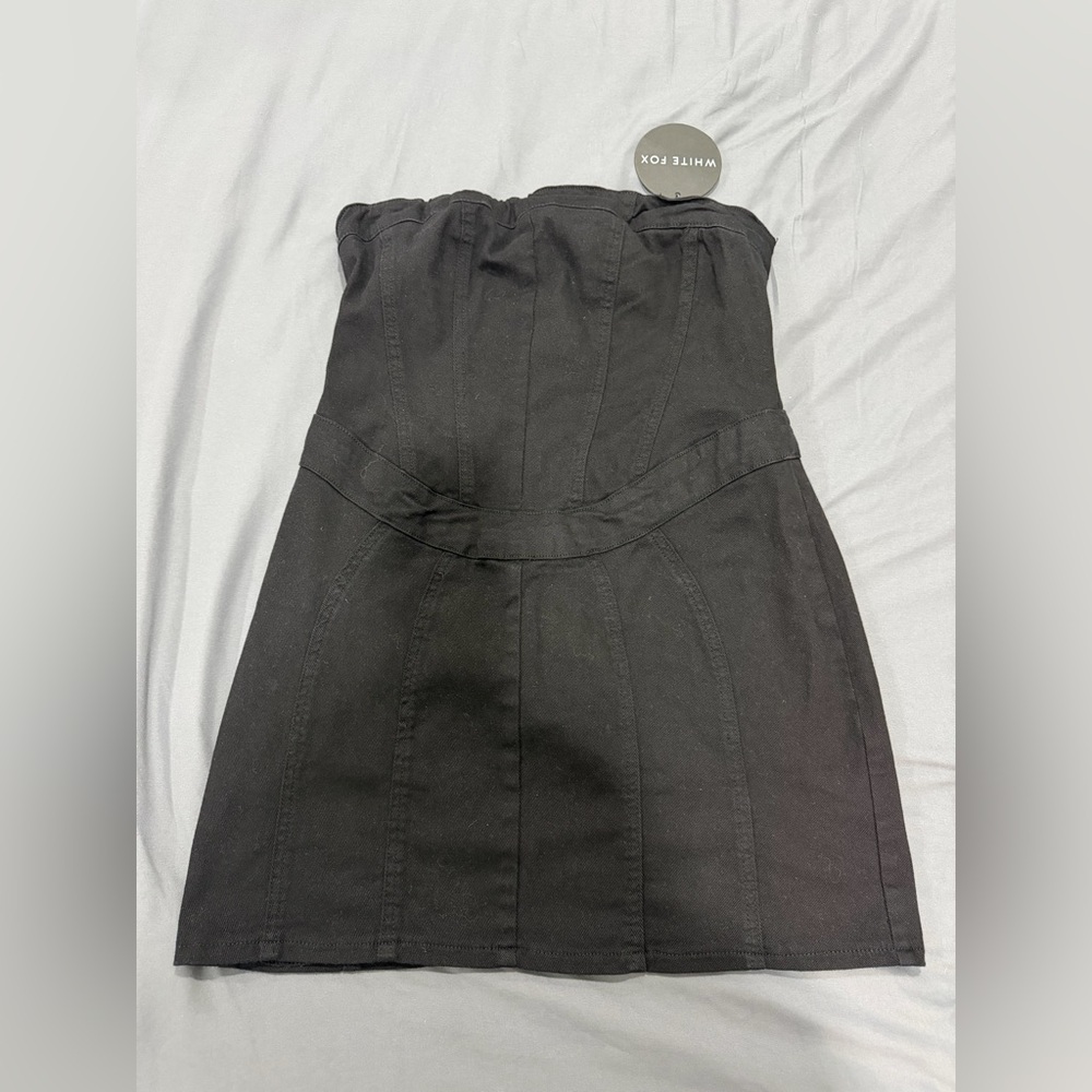 White Fox Black Denim Strapless Mini Dress NWT Size Large